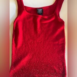 Carmen Marc Valvo Sparkling Red Cashmere Top